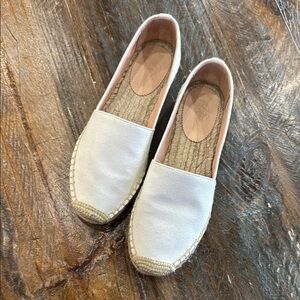 J. Crew White and Tan Espadrilles with Slip-On Design